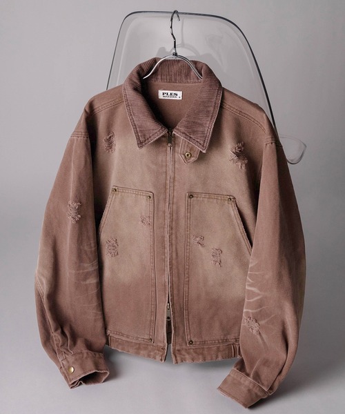 SlashDate(スラッシュデイト)の「【72】ダメージ加工 ヴィンテージ ワークジップブルゾン(ブルゾン・メンズ・ブラウン/ネイビー/ブラック/カーキ・L/M)」の16枚目の写真