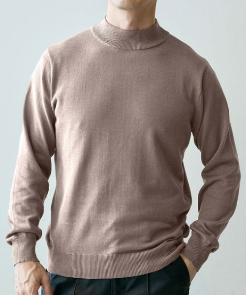 nissen（ニッセン）の「洗濯機OK！モックネックニット　<綿100%>　(M～10Lサイズ)（ニット/セーター・メンズ・ダークブルー/チャコール/グレイッシュベージュ/ブラック・M/L/LL/3L/4L/5L/6L/8L/10L）」の3枚目の写真