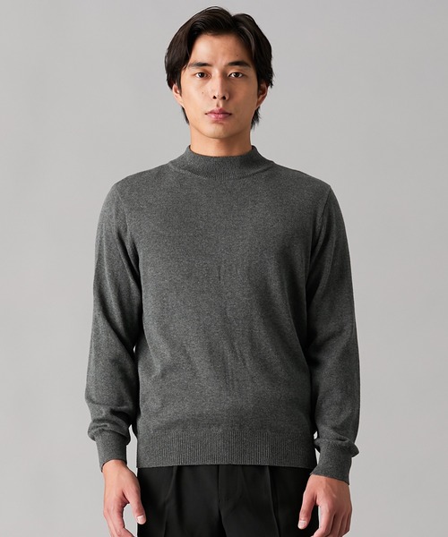 nissen（ニッセン）の「洗濯機OK！モックネックニット　<綿100%>　(M～10Lサイズ)（ニット/セーター・メンズ・ダークブルー/チャコール/グレイッシュベージュ/ブラック・M/L/LL/3L/4L/5L/6L/8L/10L）」の6枚目の写真