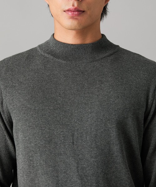 nissen（ニッセン）の「洗濯機OK！モックネックニット　<綿100%>　(M～10Lサイズ)（ニット/セーター・メンズ・ダークブルー/チャコール/グレイッシュベージュ/ブラック・M/L/LL/3L/4L/5L/6L/8L/10L）」の9枚目の写真