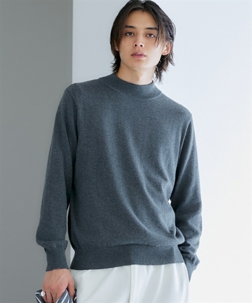 nissen（ニッセン）の「洗濯機OK！モックネックニット　<綿100%>　(M～10Lサイズ)（ニット/セーター・メンズ・ダークブルー/チャコール/グレイッシュベージュ/ブラック・M/L/LL/3L/4L/5L/6L/8L/10L）」の15枚目の写真