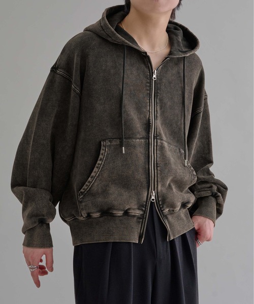 完売商品　ブラックビンテージ パーカー Remember. パーカー 「カットオフヴィンテージライクダブルジップ