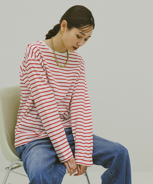 セール】Fffit エフィット/天竺ボーダーTシャツ長袖/580823（Tシャツ