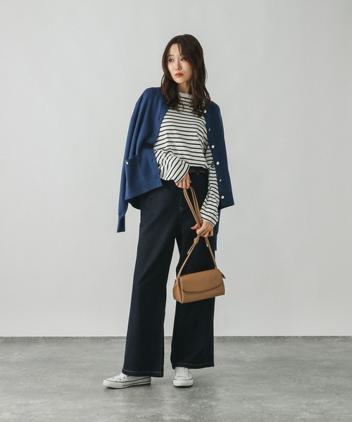 GLOBAL WORK(グローバルワーク)の「Fffit エフィット/天竺ボーダーTシャツ長袖/580823(Tシャツ/カットソー・レディース・ネイビー/レッド/オフホワイト・SMALL/MEDIUM/LARGE/X-LARGE)」の10枚目の写真