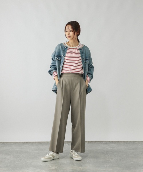 GLOBAL WORK(グローバルワーク)の「Fffit エフィット/天竺ボーダーTシャツ長袖/580823(Tシャツ/カットソー・レディース・ネイビー/レッド/オフホワイト・SMALL/MEDIUM/LARGE/X-LARGE)」の14枚目の写真
