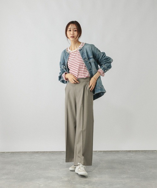 GLOBAL WORK(グローバルワーク)の「Fffit エフィット/天竺ボーダーTシャツ長袖/580823(Tシャツ/カットソー・レディース・ネイビー/レッド/オフホワイト・SMALL/MEDIUM/LARGE/X-LARGE)」の15枚目の写真
