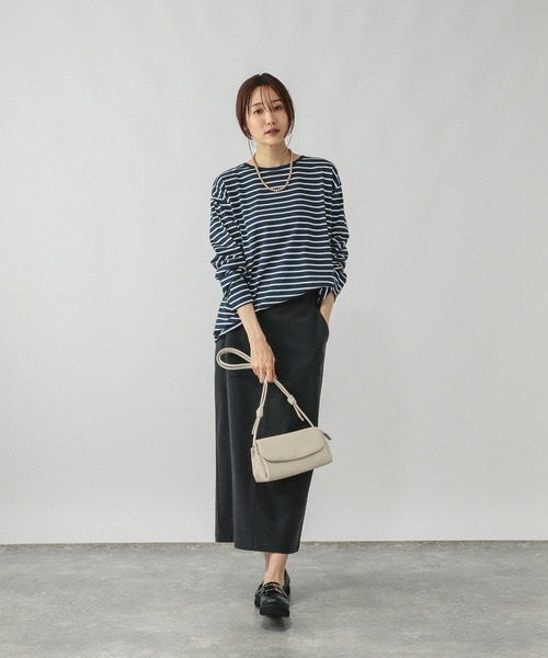 GLOBAL WORK(グローバルワーク)の「Fffit エフィット/天竺ボーダーTシャツ長袖/580823(Tシャツ/カットソー・レディース・ネイビー/レッド/オフホワイト・SMALL/MEDIUM/LARGE/X-LARGE)」の18枚目の写真