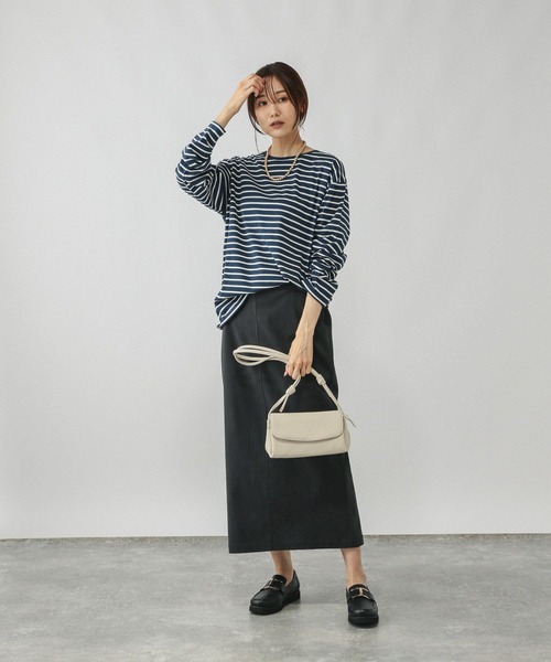 GLOBAL WORK(グローバルワーク)の「Fffit エフィット/天竺ボーダーTシャツ長袖/580823(Tシャツ/カットソー・レディース・ネイビー/レッド/オフホワイト・SMALL/MEDIUM/LARGE/X-LARGE)」の19枚目の写真