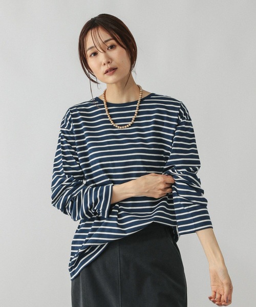 GLOBAL WORK(グローバルワーク)の「Fffit エフィット/天竺ボーダーTシャツ長袖/580823(Tシャツ/カットソー・レディース・ネイビー/レッド/オフホワイト・SMALL/MEDIUM/LARGE/X-LARGE)」の20枚目の写真