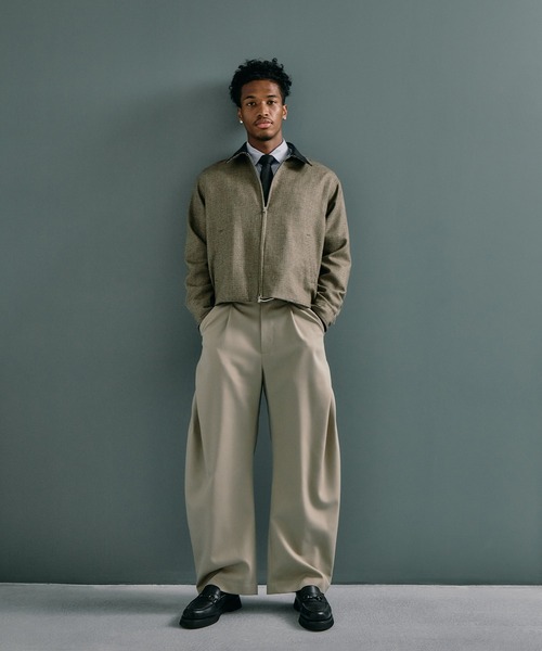 CONZ（コンズ）の「CURVE LEG TROUSERS GABA（スラックス・メンズ・ブラック/ベージュ/ネイビー/ダークグレー/ストライプ/ダークブラウン・1/2/3）」の15枚目の写真