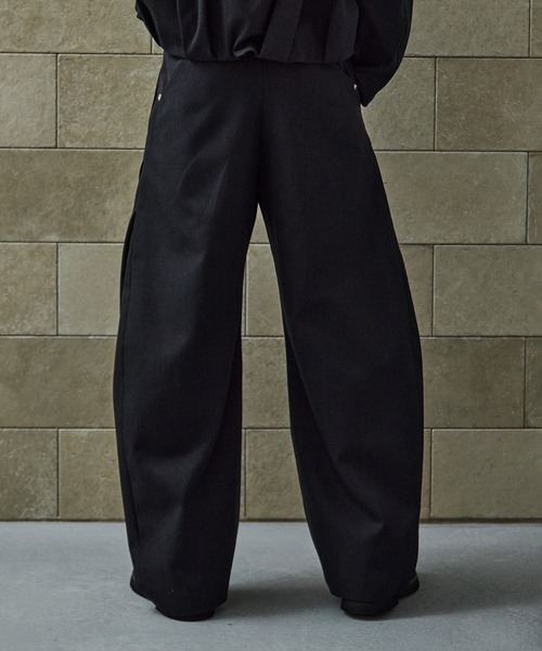 パンツ GABA HIGH WAISTSUSPENDERS PANTS CURVE LEG TROUSERS GABA