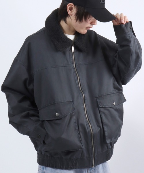 襟ボア ヴィンテージライク フライトジャケットブルゾン メンズ