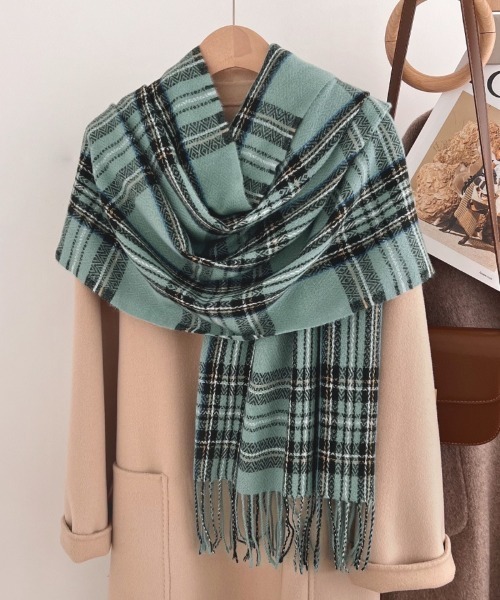セール】6色展開 チェック柄 フリンジマフラー（マフラー）｜Ritzy