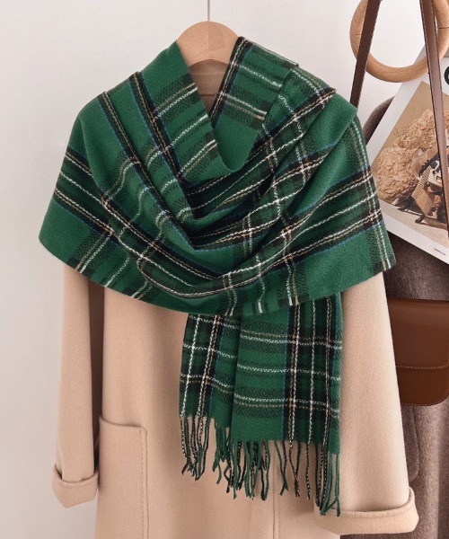 セール】6色展開 チェック柄 フリンジマフラー（マフラー）｜Ritzy