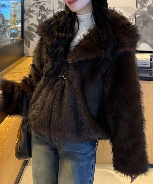 セール】ビックカラーフェイクファージャケット（その他アウター