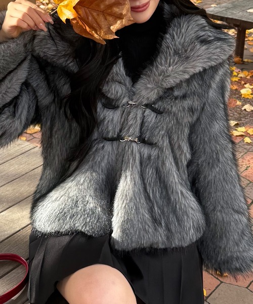 Palace ファー ジャケット ダークグレー ビックカラーフェイクファージャケット（その他アウター）｜JUNOAH