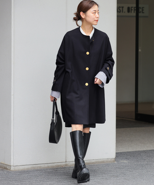 23aw トラディショナルウェザーウェア マールトン 36 ブラック 黒 別注 追加》別注【Traditional Weatherwear】MALTON N/C：ノーカラーコート