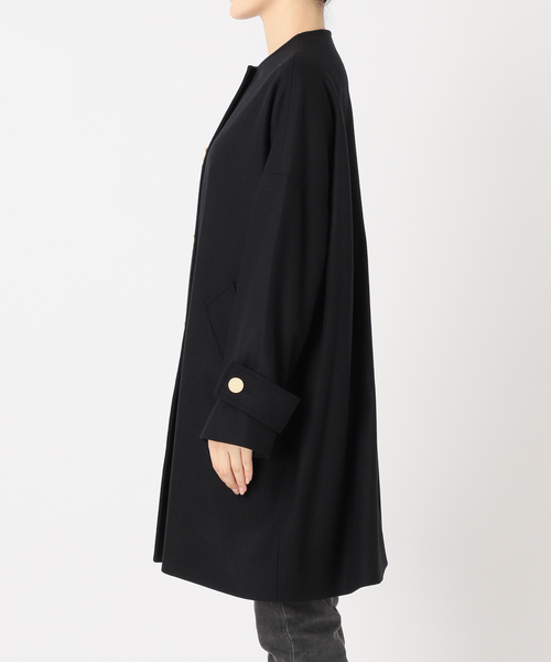 IENA×トラディショナルウェザーウェア MALTON ノーカラーコート 黒 MALTON NO COLLAR マールトン ノーカラー｜ブラック｜ウィメンズ