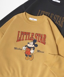 Disney/ディズニー ミッキー/チップ＆デール/スティッチ オーバーサイズ 裏起毛 サガラ刺繍 クルーネックスウェットトレーナー