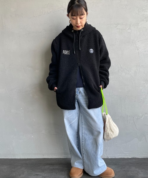 PARIS SAINT-GERMAIN/パリ・サン＝ジェルマン] PSGロゴ刺繍 ボアフード