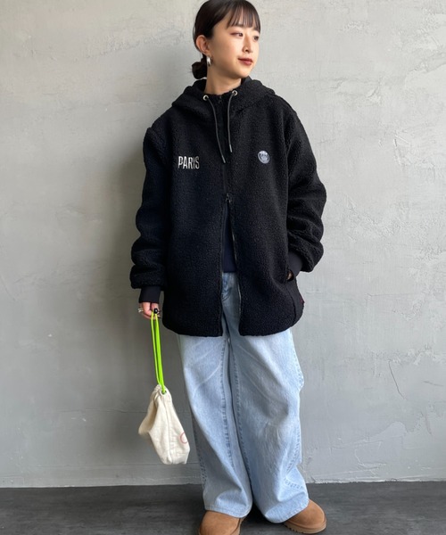 PARIS SAINT-GERMAIN/パリ・サン＝ジェルマン] PSGロゴ刺繍 ボアフード