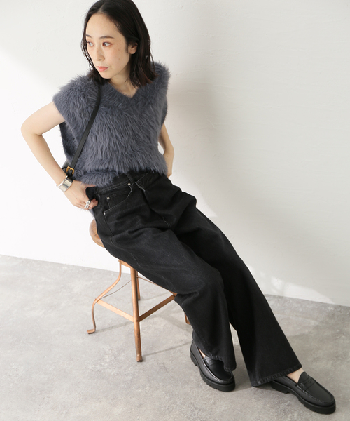 journal standard L'essage（ジャーナルスタンダードレサージュ）の「12OZデニム5ポケットギャザーパンツ（デニムパンツ・レディース・ブラック/ブルー系その他・38/36）」の20枚目の写真