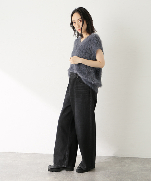 journal standard L'essage（ジャーナルスタンダードレサージュ）の「12OZデニム5ポケットギャザーパンツ（デニムパンツ・レディース・ブラック/ブルー系その他・38/36）」の21枚目の写真