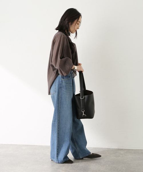 journal standard L'essage（ジャーナルスタンダードレサージュ）の「12OZデニム5ポケットギャザーパンツ（デニムパンツ・レディース・ブラック/ブルー系その他・38/36）」の9枚目の写真