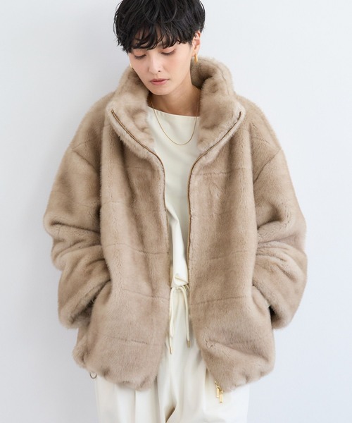 BARNYARDSTORM(バンヤードストーム)の「BARNYARDSTORM / ミンクライクコート(ブルゾン・レディース・ベージュ/チャコール・FREE)」の18枚目の写真