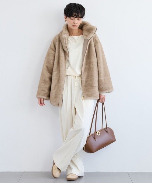 BARNYARDSTORM(バンヤードストーム)の「BARNYARDSTORM / ミンクライクコート(ブルゾン・レディース・ベージュ/チャコール・FREE)」の19枚目の写真