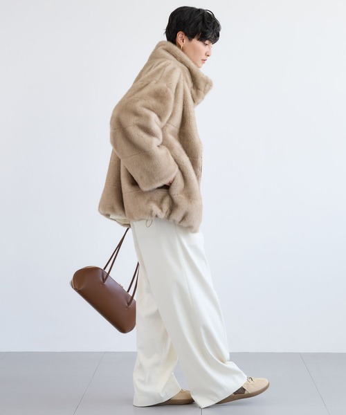 BARNYARDSTORM(バンヤードストーム)の「BARNYARDSTORM / ミンクライクコート(ブルゾン・レディース・ベージュ/チャコール・FREE)」の22枚目の写真