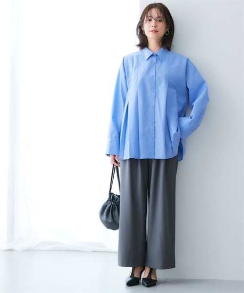 7days Life Styling（セブンデイズライフスタイリング）の「【UVカット/速乾】タテヨコストレッチ落ち感ドレープ素材ツータックワイドパンツ（スラックス・レディース・ブラック/グレー・LL/3L/M/L）」の16枚目の写真