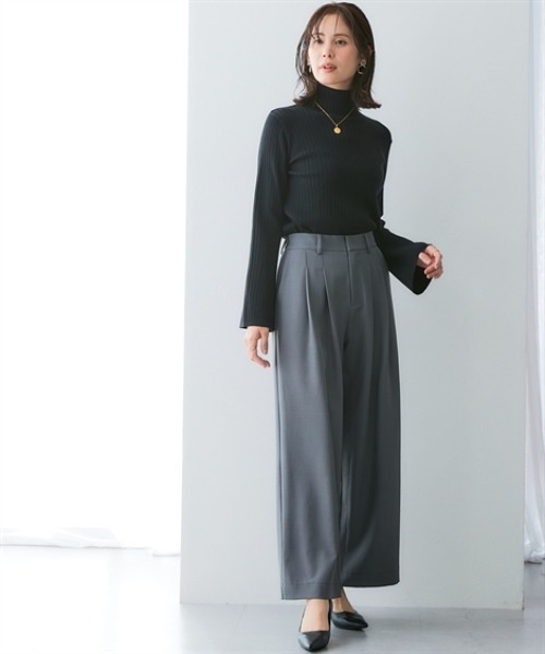 7days Life Styling（セブンデイズライフスタイリング）の「【UVカット/速乾】タテヨコストレッチ落ち感ドレープ素材ツータックワイドパンツ（スラックス・レディース・ブラック/グレー・LL/3L/M/L）」の19枚目の写真