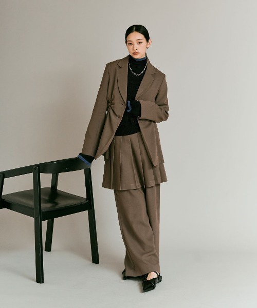 W:Huku(フーク)の「【W:Huku / ウールミックス ライトニット】ビスチェセット アンサンブルトップス / Wool-Blend Lightweight Knit Color-Block Top(ニット/セーター・レディース・ブラック/チャコール/ライトグレー/ブラウン・FREE)」の5枚目の写真