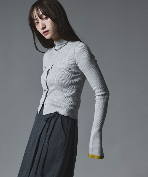 W:Huku(フーク)の「【W:Huku / ウールミックス ライトニット】ビスチェセット アンサンブルトップス / Wool-Blend Lightweight Knit Color-Block Top(ニット/セーター・レディース・ブラック/チャコール/ライトグレー/ブラウン・FREE)」の7枚目の写真