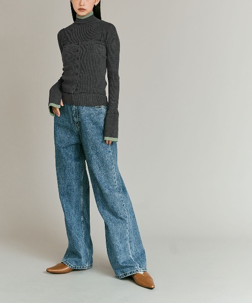 W:Huku(フーク)の「【W:Huku / ウールミックス ライトニット】ビスチェセット アンサンブルトップス / Wool-Blend Lightweight Knit Color-Block Top(ニット/セーター・レディース・ブラック/チャコール/ライトグレー/ブラウン・FREE)」の10枚目の写真