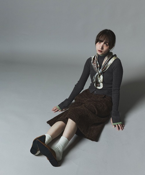W:Huku(フーク)の「【W:Huku / ウールミックス ライトニット】ビスチェセット アンサンブルトップス / Wool-Blend Lightweight Knit Color-Block Top(ニット/セーター・レディース・ブラック/チャコール/ライトグレー/ブラウン・FREE)」の11枚目の写真