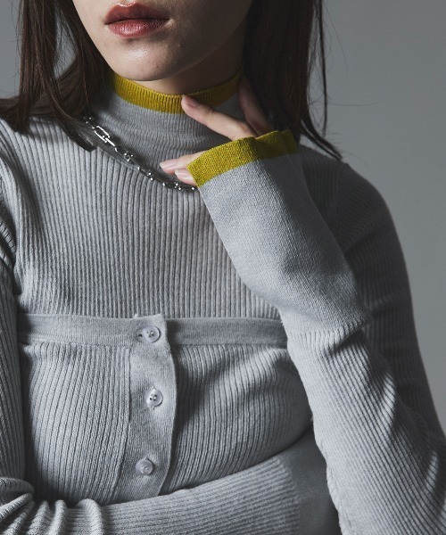 W:Huku(フーク)の「【W:Huku / ウールミックス ライトニット】ビスチェセット アンサンブルトップス / Wool-Blend Lightweight Knit Color-Block Top(ニット/セーター・レディース・ブラック/チャコール/ライトグレー/ブラウン・FREE)」の13枚目の写真