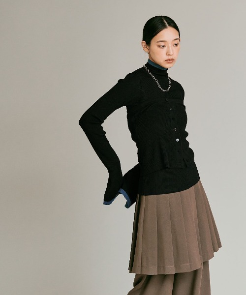 W:Huku(フーク)の「【W:Huku / ウールミックス ライトニット】ビスチェセット アンサンブルトップス / Wool-Blend Lightweight Knit Color-Block Top(ニット/セーター・レディース・ブラック/チャコール/ライトグレー/ブラウン・FREE)」の15枚目の写真