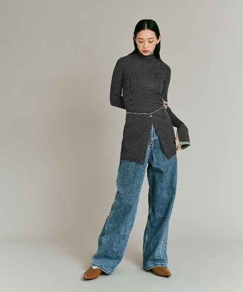 W:Huku(フーク)の「【W:Huku / ウールミックス ライトニット】ビスチェセット アンサンブルトップス / Wool-Blend Lightweight Knit Color-Block Top(ニット/セーター・レディース・ブラック/チャコール/ライトグレー/ブラウン・FREE)」の17枚目の写真
