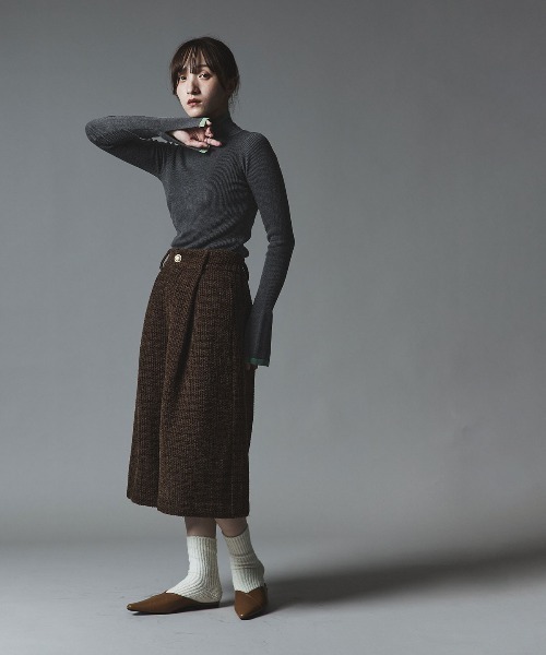 W:Huku(フーク)の「【W:Huku / ウールミックス ライトニット】ビスチェセット アンサンブルトップス / Wool-Blend Lightweight Knit Color-Block Top(ニット/セーター・レディース・ブラック/チャコール/ライトグレー/ブラウン・FREE)」の19枚目の写真