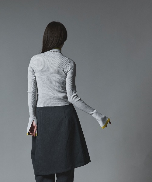 W:Huku(フーク)の「【W:Huku / ウールミックス ライトニット】ビスチェセット アンサンブルトップス / Wool-Blend Lightweight Knit Color-Block Top(ニット/セーター・レディース・ブラック/チャコール/ライトグレー/ブラウン・FREE)」の21枚目の写真