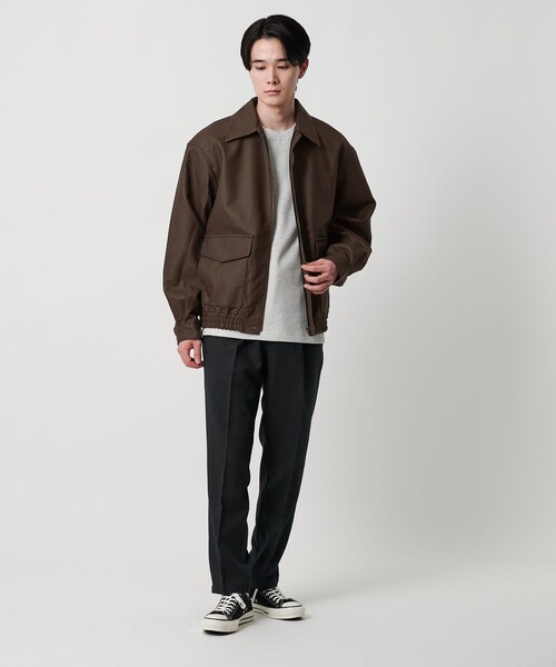 A DAY IN THE LIFE UNITED ARROWS(アデイインザライフユナイテッドアローズ)の「クラック レザーライク ブルゾン<A DAY IN THE LIFE>(ブルゾン・メンズ・ブラック/ダークブラウン・L/M)」の6枚目の写真