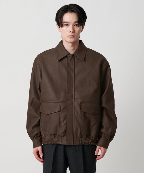 A DAY IN THE LIFE UNITED ARROWS(アデイインザライフユナイテッドアローズ)の「クラック レザーライク ブルゾン<A DAY IN THE LIFE>(ブルゾン・メンズ・ブラック/ダークブラウン・L/M)」の8枚目の写真