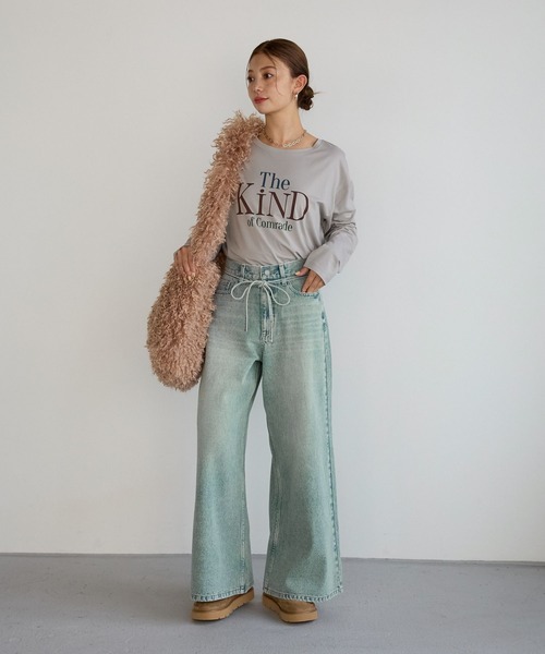BAYFLOW(ベイフロー)の「ベルテッドバギーデニム(デニムパンツ・レディース・インディゴブルー/サックスブルー・SMALL/MEDIUM)」の6枚目の写真