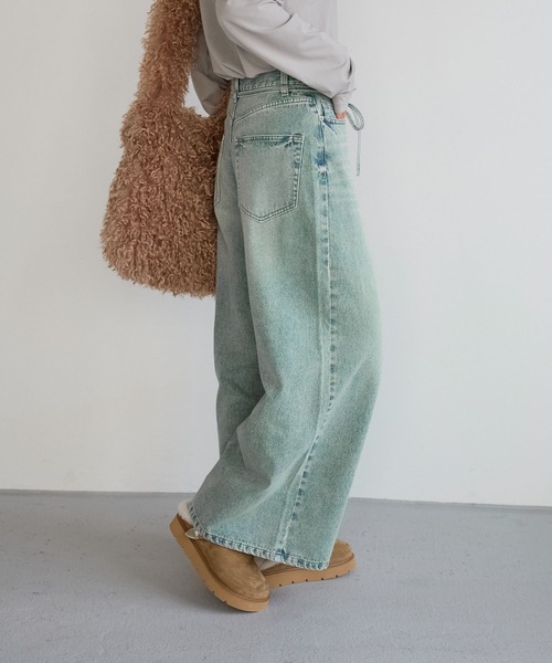 BAYFLOW(ベイフロー)の「ベルテッドバギーデニム(デニムパンツ・レディース・インディゴブルー/サックスブルー・SMALL/MEDIUM)」の8枚目の写真