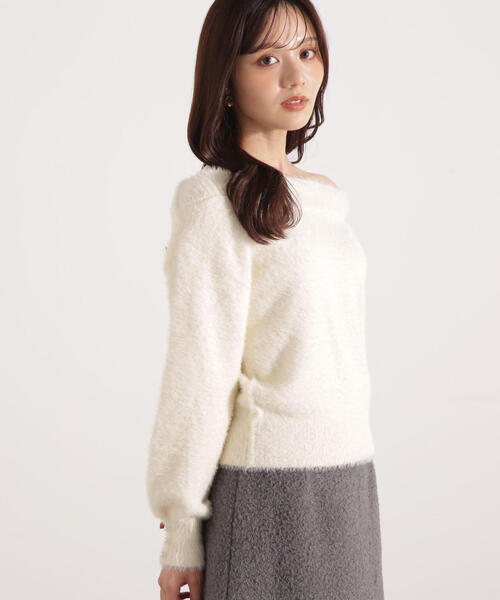 PROPORTION BODY DRESSING（プロポーションボディドレッシング）の「ミニシャギーオフショルニット / 1215270128（ニット/セーター・レディース・ピンク/ネイビー/ベージュ/ホワイト系その他・SMALL/MEDIUM）」の7枚目の写真