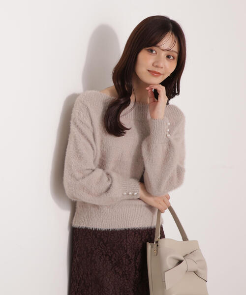 PROPORTION BODY DRESSING（プロポーションボディドレッシング）の「ミニシャギーオフショルニット / 1215270128（ニット/セーター・レディース・ピンク/ネイビー/ベージュ/ホワイト系その他・SMALL/MEDIUM）」の5枚目の写真