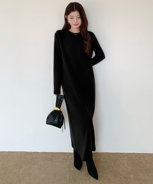 ワンピース Viola e ワンピース あったか裏起毛 ジャンスカ風ドッキングワンピース