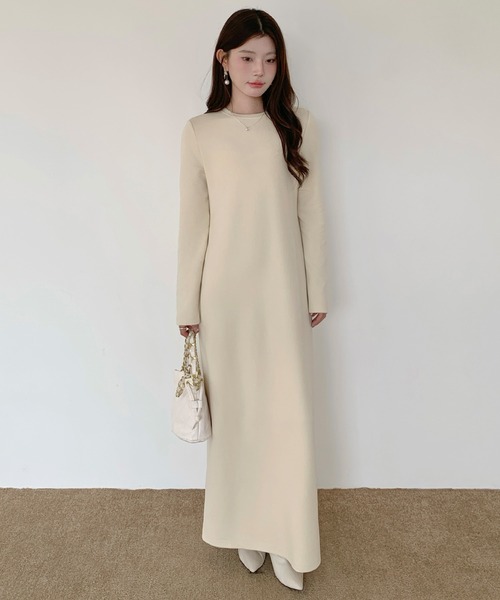 by LEGNA（バイレグナ）の「【選べる着丈】裏起毛 マキシワンピース（ワンピース・レディース・グレイッシュベージュ/ライトベージュ/ブラック/ブラウン/モカ/ダークグレー・L-Short/M-Short/L-Long/M-Long/L-Regular/M-Regular）」の8枚目の写真